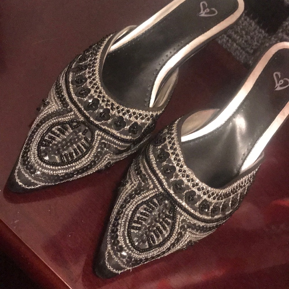 Cute beaded slide on heals